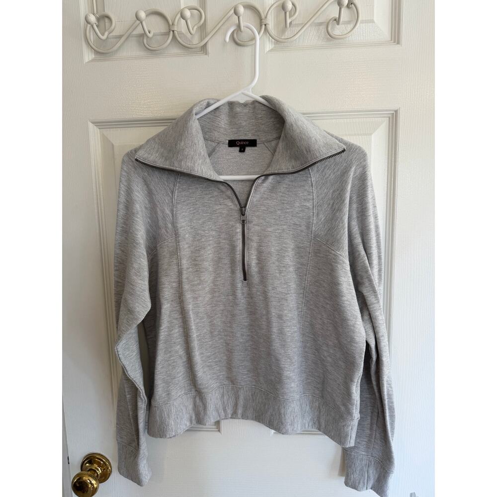 Quince SuperSoft Fleece Half Zip Heather Grey Size S Small - Picture 3 of 7